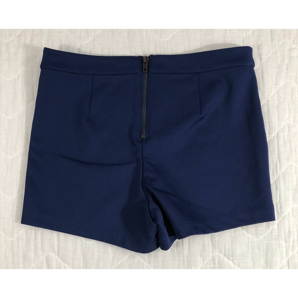 Forever 21 Shorts Womens Large Dark Blue Back Zipper Dressy Mid Rise 2.5" Inseam - Picture 2 of 11
